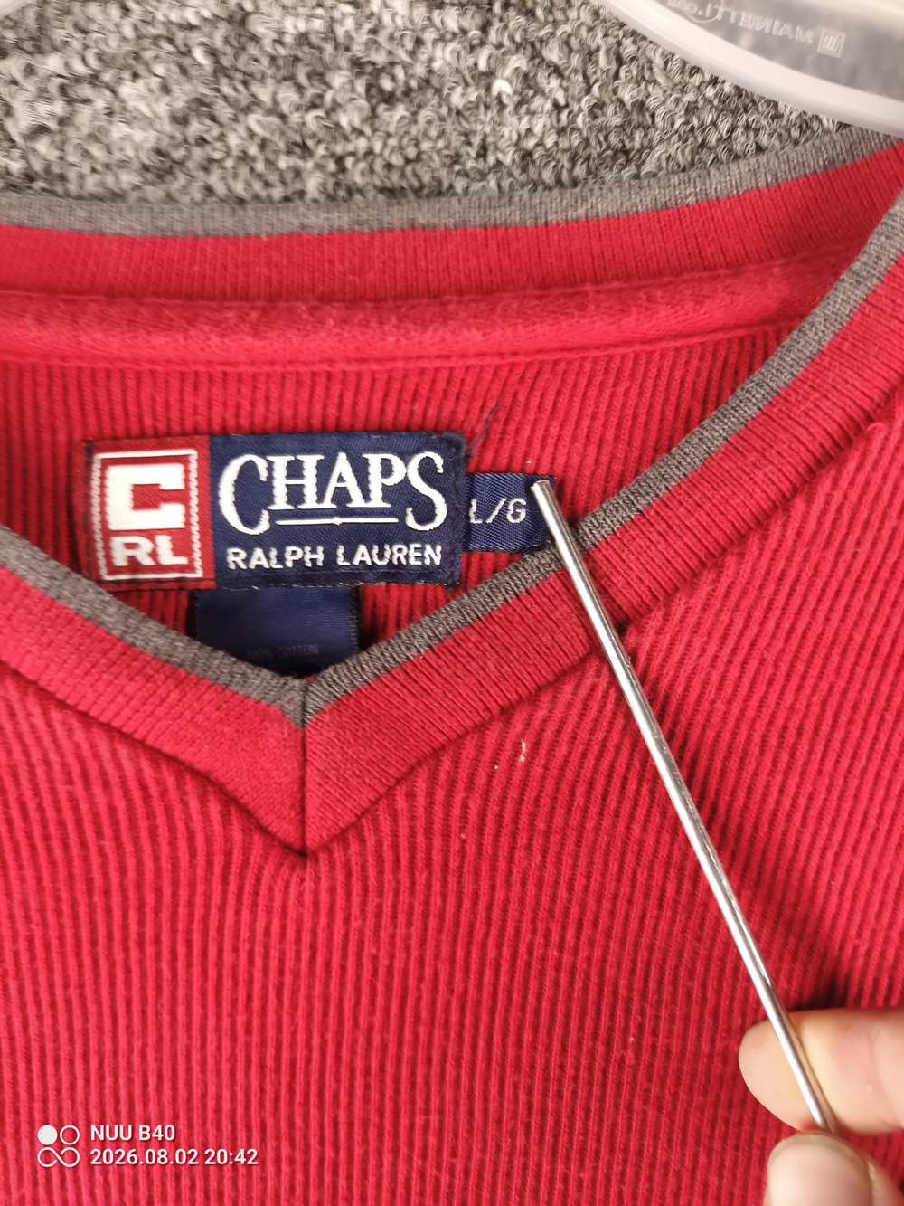 Chaps Men's Red V-Neck Sweater